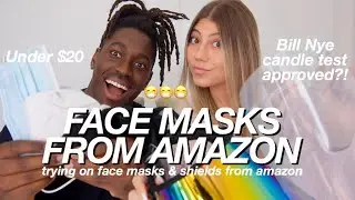 TRYING DIFFERENT FACE COVERINGS FROM AMAZON!!! The Bill Nye Candle Test **amazon favorites 2020**