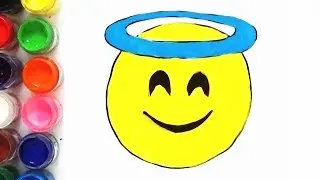 How to Draw and Color Smiling Face With Halo Emoji | BOBO Cute Art