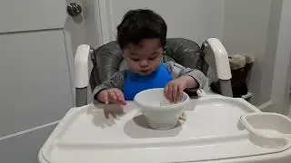 Baby Justin eating 🥚