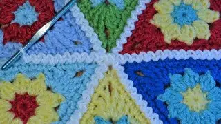 Join Flower in Basic Triangle Motif in Crochet