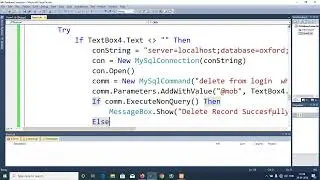 VB.NET MySql example Delete record using windows application