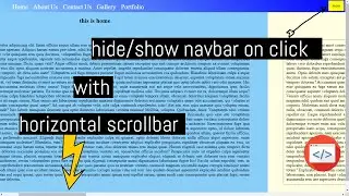How To Create Horizontal Scrollbar using HTML, CSS, and Jquery | Hide/Show Navbar using JQUERY.