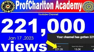 ProfCharlton academy hits 221,000 views in just few days after the previous record