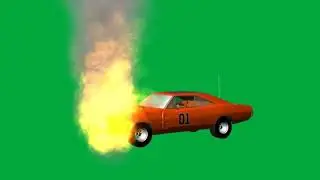 Green screen mobil balap terbakar