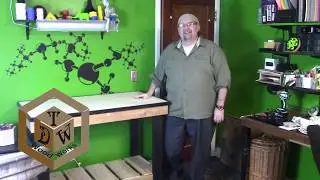 My office bench with interchangeable tops