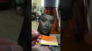 Laser engrave photo on metal busses card
