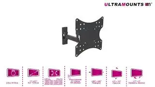 UltraMounts UM877. Установка телевизора на стену с помощью наклонно-поворотного кронштейна UM877.