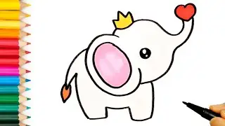 How to draw a cute elephant