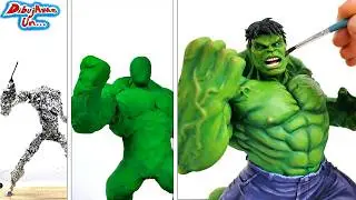 TURNING a  BUNCH of clay into HULK || Sculpting HULK in Clay | Draw Me A...