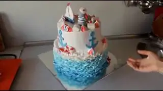 Как Украсить Двухъярусный Торт Сборка И Украшение Детский Торт В Морском Стиле
