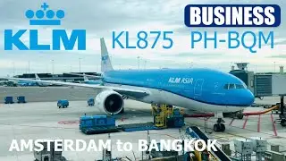 KLM KL875 PH-BQM Boeing 777-206(ER) Seat 4A Business Class From Amsterdam  to Bangkok