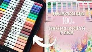 Unboxing Ohuhu 120 dual tip Brush Pens| Unboxing and Review!