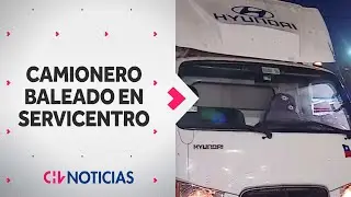 CAMIONERO FUE BALEADO durante asalto en bencinera: Vehículo presenta tres impactos de bala