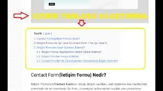Wordpress içindekiler Tablosu Oluşturma