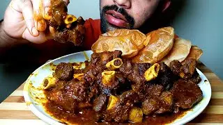 Mutton Curry and Luchi/Puri Eating show ||#HungryPiran