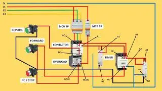How to Connect forward and reverse with timer- reverse starter with timer motor