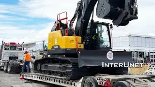 Volvo ECR355E Loading Crawler Excavator on a Tailer