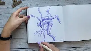 How to draw: Sketchbook session. Ballpoint pen and pencil figure sketches