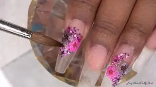 Acrylic Nails Tutorial -  How To Encapsulated Nails Real Flowers - Jelly Nails