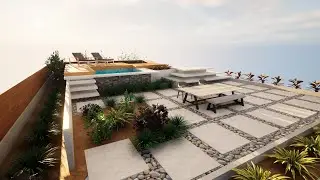 Lowpoly and Realistic Backyard Landscape 3d animation with unreal engine