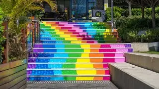 Vinyl Wrapping The City of Perth In All The Colours of The Rainbow