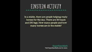 How many people and how many horses are in the stable?