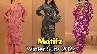Latest Stylish 2 Pcs Motifz Winter Collection 2024 | Pakistani Unstitched Winter Suits