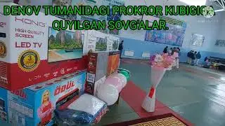 SURXONDARYO VILOYATI DENOV TUMANIDAGI PROKROR KUBIGIGA QUYILGAN SOVG'ALAR  MILLIY KATTA KURASH .....