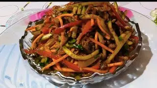 Салат из куриной печени и оващами,по корейский