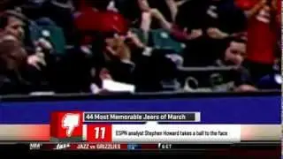 ESPN Analyst Stephen Howard takes a ball to the face