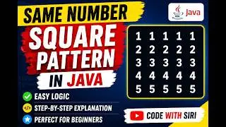 Square Number Pattern in Java | Step-by-Step Explanation