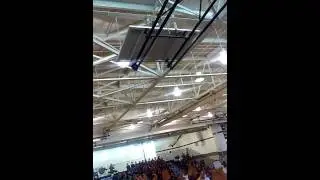 Stonington high school pep rally flag twirlers