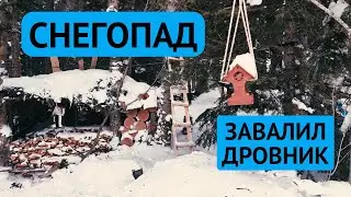 Снегопад завалил дровник
