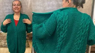 Зеленый кардиган большого размера