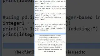 Integer Based Array Indexing using  Pandas iat() Function