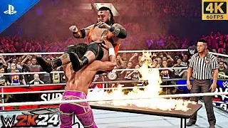 WWE 2K24 - Seth Rollins VS Bronson Reed Extreme Rules Match | 4K PS5