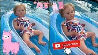 Swimming in the pool with reborn Monica! Pool Party 🏊🏻‍♀️