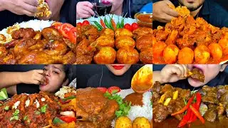 ASMR EATING SPICY CHICKEN CURRY, MUTTON CURRY, EGG CURRY | BEST INDIAN FOOD MUKBANG |Foodie India|