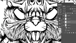 CONEJO LOCO  Speed Inking Process PS     #inking #Photoshopinking #tshirtdesign #photoshop #lineart