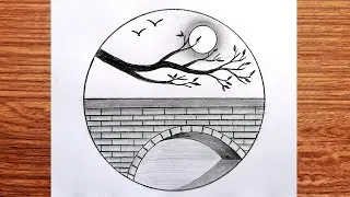 Circle Scenery drawing | How to draw a beautiful circle drawing | Beautiful Circle Drawing