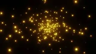 golden particles fly out from the center and scatt