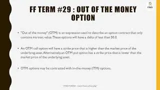 What is OUT OF THE MONEY options ?