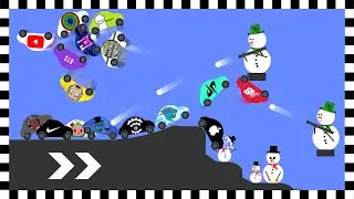YOUTUBERS vs SNOWMEN - 56 Car Race