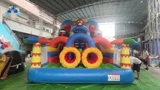 Zoo Animal Themed Inflatable Obstacle Course 🦁 | Colorful Kids Adventure Bounce House!