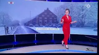 Uitsneeuwende mist uitgelegd in het Journaal weerbericht met een  Oldambster boerderij in Zuidbroek