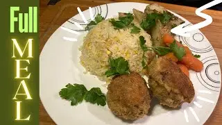 FULL MEAL | Breaded STUFFED Meatballs | Red LENTIL & Rice | Sweet Baby Carrots | Garlic Herb Potato