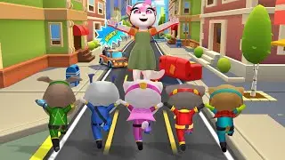 Talking Tom Hero Dash🌳🌈 & Squid Doll Angela-🥇 Hero Winner