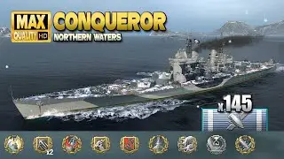 Battleship Conqueror: Massive damage on map "Northern Waters" - World of Warships