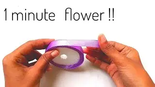 Easiest Ribbon Rose ever !! How To Make Rose With Ribbon Easily In Malayalam| Simplest Ribbon Rose