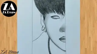 How to draw a half face of Min Yoongi (suga) from BTS step by step // easy drawing